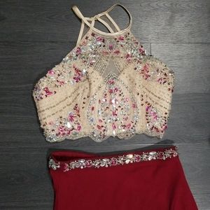 Maroon Bedazzled Prom Dress